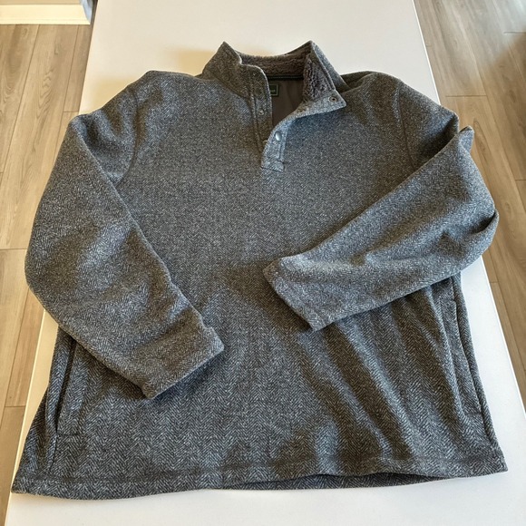 G.H. Bass & Co. Other - GH Bass Mens XXL Gray Herringbone Sherpa Lined Mock Neck Quarter Snap Pullover